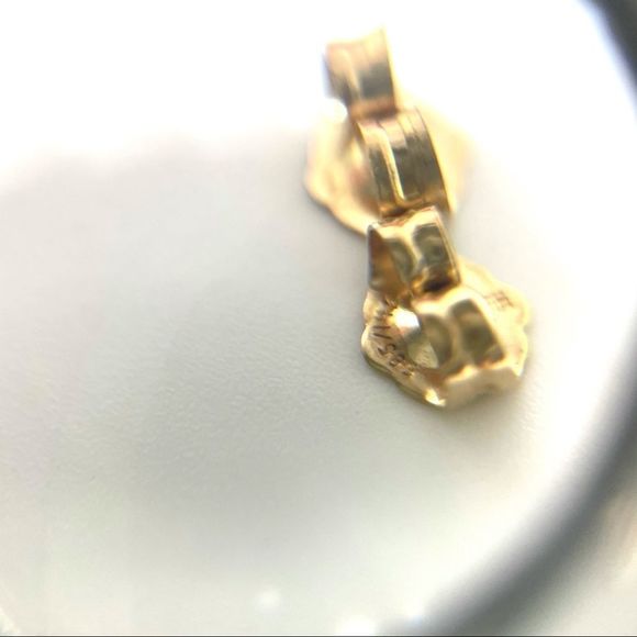 VINTAGE⚜️14K GOLD ONYX Polished 8MM Gemstone Orb Stud Earrings - Picture 8 of 13